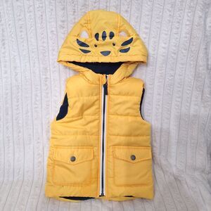 Little Me Tiger Hood Fleece Lined Yellow Puffer Vest - Size2T   Toddler Boy